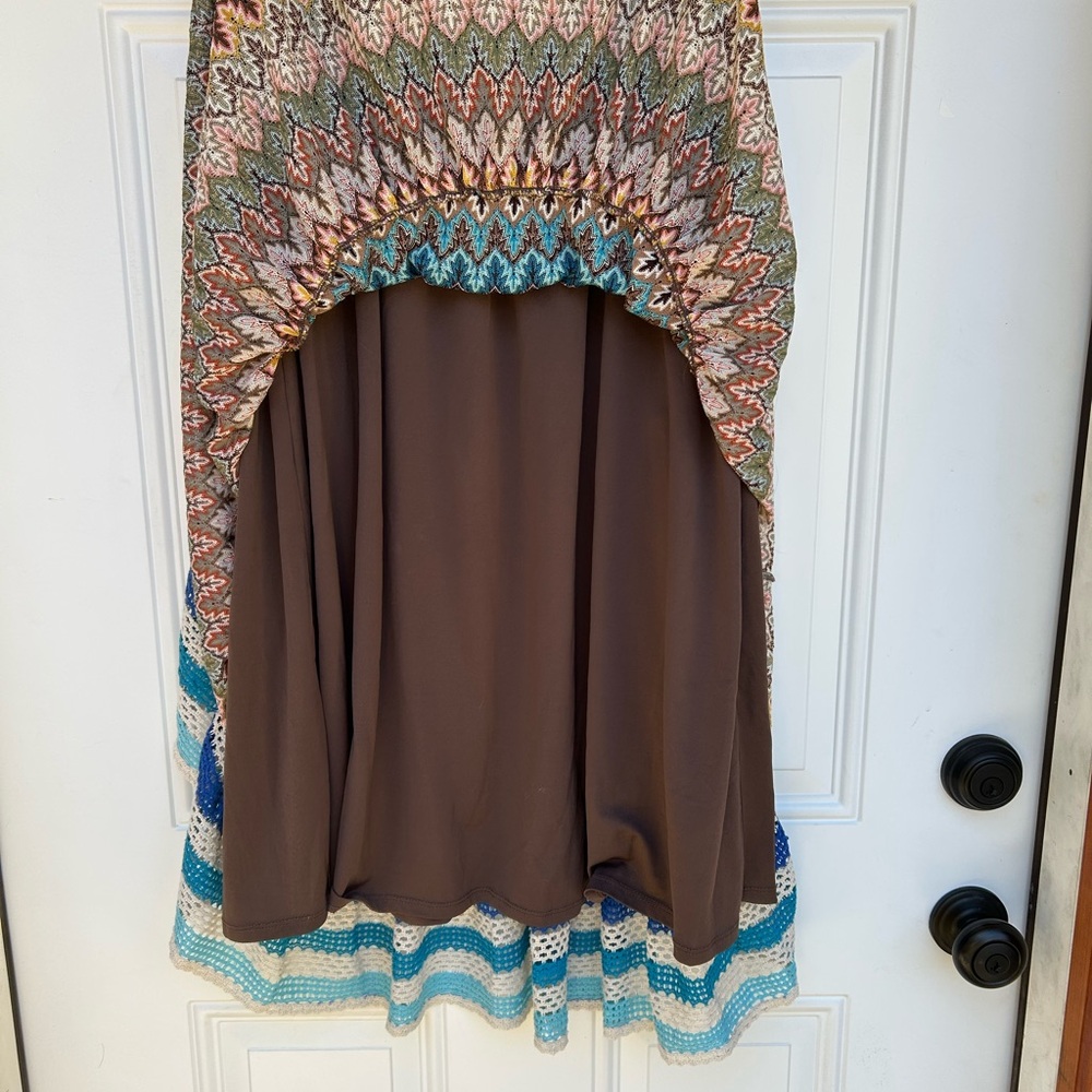 Lapis Blue and Brown Textured Skirt - Picture 7 of 8